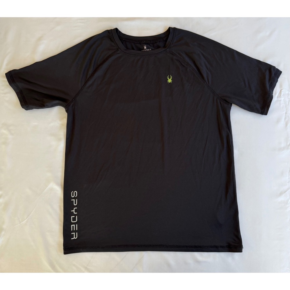 Spyder Swim Shirt XL Black Short Sleeve Rash Guard Athletic Water Sport Boys